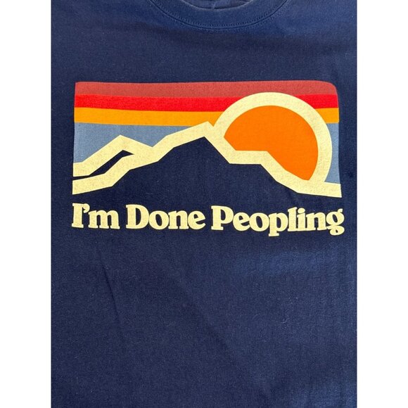 Dom Mens Navy Blue I'm Done Peopling Casual T-Shirt Size 2XL Short Sleeve - Picture 3 of 8